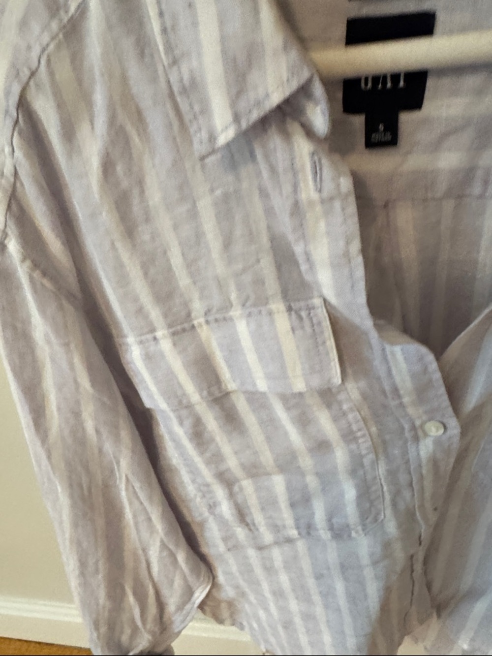 GAP Light Blue and White Striped Button-Down Shirt - Picture 3 of 6